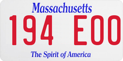 MA license plate 194EO0