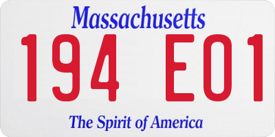 MA license plate 194EO1