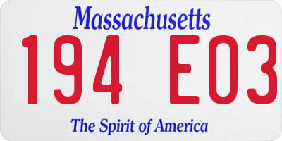 MA license plate 194EO3