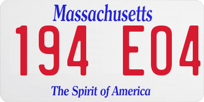 MA license plate 194EO4