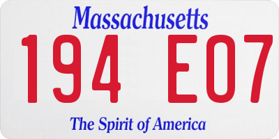 MA license plate 194EO7