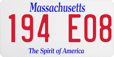 MA license plate 194EO8