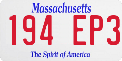 MA license plate 194EP3