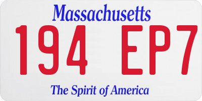 MA license plate 194EP7