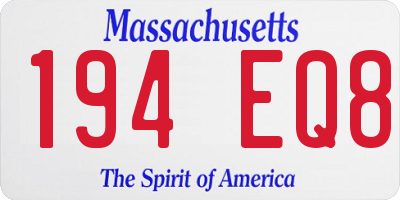 MA license plate 194EQ8