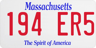 MA license plate 194ER5