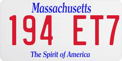 MA license plate 194ET7