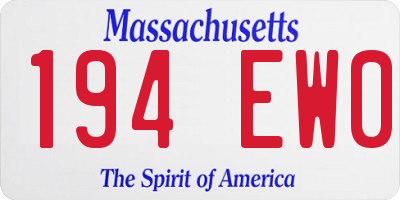 MA license plate 194EW0
