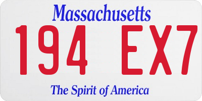MA license plate 194EX7