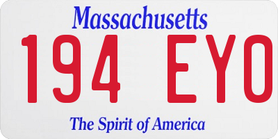 MA license plate 194EY0