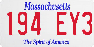 MA license plate 194EY3