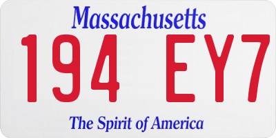 MA license plate 194EY7