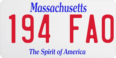 MA license plate 194FA0