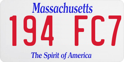 MA license plate 194FC7
