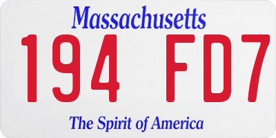 MA license plate 194FD7