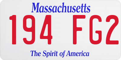 MA license plate 194FG2