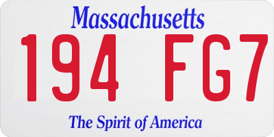 MA license plate 194FG7