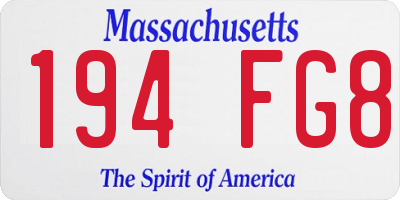 MA license plate 194FG8