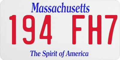 MA license plate 194FH7