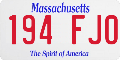 MA license plate 194FJ0