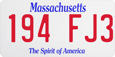MA license plate 194FJ3