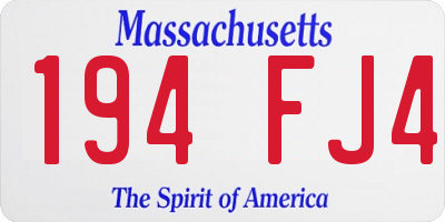 MA license plate 194FJ4