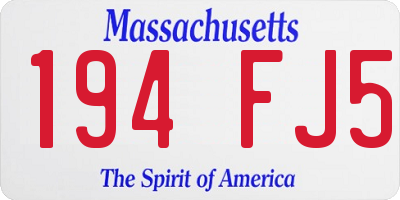 MA license plate 194FJ5