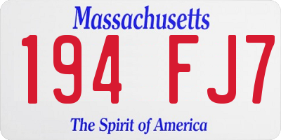 MA license plate 194FJ7