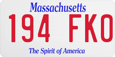 MA license plate 194FK0