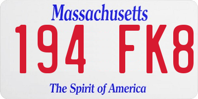 MA license plate 194FK8