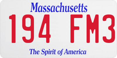 MA license plate 194FM3