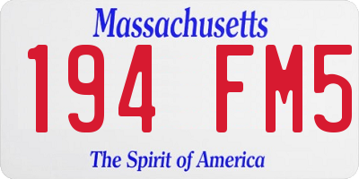 MA license plate 194FM5