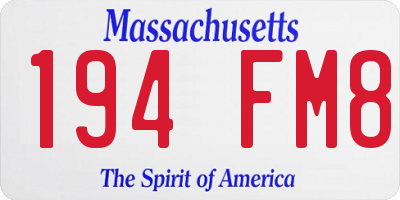 MA license plate 194FM8