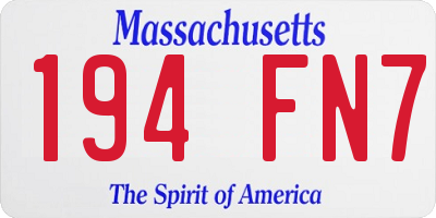 MA license plate 194FN7