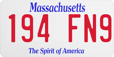 MA license plate 194FN9