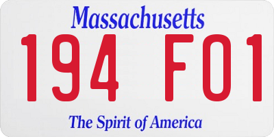 MA license plate 194FO1