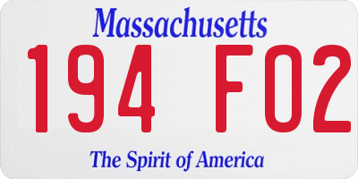 MA license plate 194FO2
