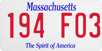 MA license plate 194FO3