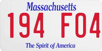 MA license plate 194FO4