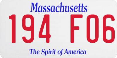 MA license plate 194FO6
