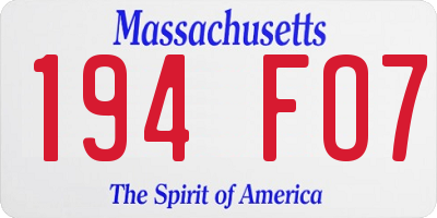 MA license plate 194FO7