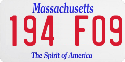 MA license plate 194FO9