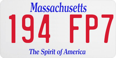 MA license plate 194FP7