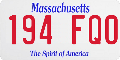 MA license plate 194FQ0