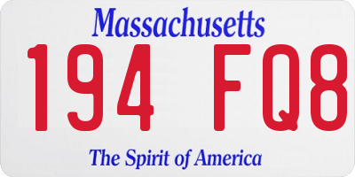 MA license plate 194FQ8