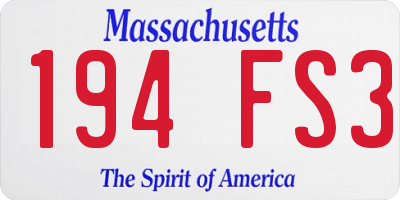MA license plate 194FS3
