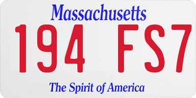 MA license plate 194FS7