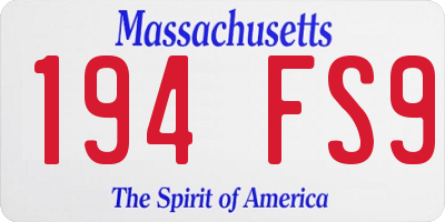 MA license plate 194FS9