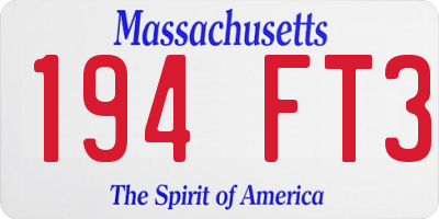 MA license plate 194FT3