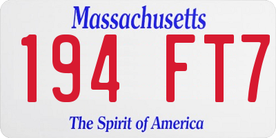 MA license plate 194FT7